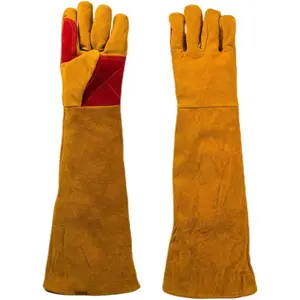 236 inch long sleeves leather welding gloves for men heat resistant barbecue stove fire gloves puncture resistant gloves for garden and animal handling tool gifts for men welders