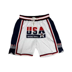2025 Men's Basketball shorts Four pockets 1992 USA Dream Team Cheap and High Quality Sewing embroidery covered court Beach Pants Outdoor sports shorts Big Size S-3XL Blue White Mesh breathable Training pants Fitness shorts Running pants