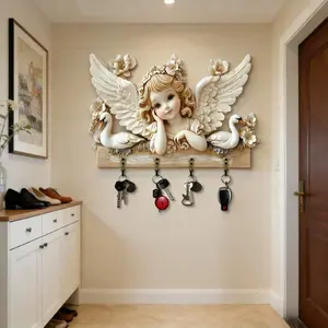 Wooden Swan Key Hook Angel Swan Wall Mount Rack, Kitchen Dining Bedroom Porch Multi-Scene Home Decor, Mdf Material, Made in China, Wall Mounted Holder