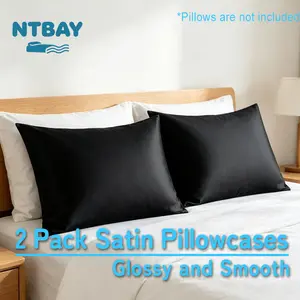 NTBAY 2 Pack Satin Pillowcases for Hair and Skin, Luxurious and Silky Pillow Cases with Envelope Closure