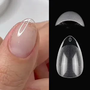 BEAUTY - 120pcs XXS Super Short Almond Full Cover Sculpted Soft Gel Nail Tips Press on Fake Nails Tailor-made for Short Small Nail Beds