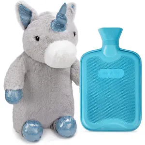 HomeTop Premium Classic Rubber Hot Water Bottle with Cute Unicorn Animal Cover
