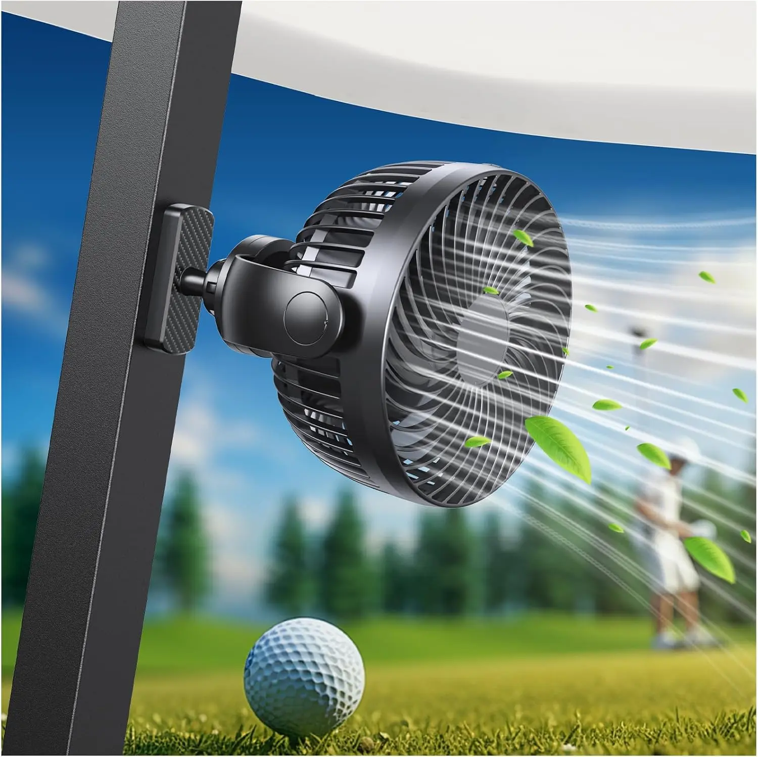 Magnetic Portable Fan with LED Light - 10000mAh Rechargeable Fan+Lantern, 3 Speeds, 30H Working Time, 360° Rotatable Head, Adults’ Golf Cart Accessories for EZGO/Club Car/Yamaha, Magnetic Fan Golf Cart Accessories