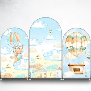 15-day Delivery Parachute Teddy Bear Arch Backdrop Cover for Adventure Theme Baby Shower