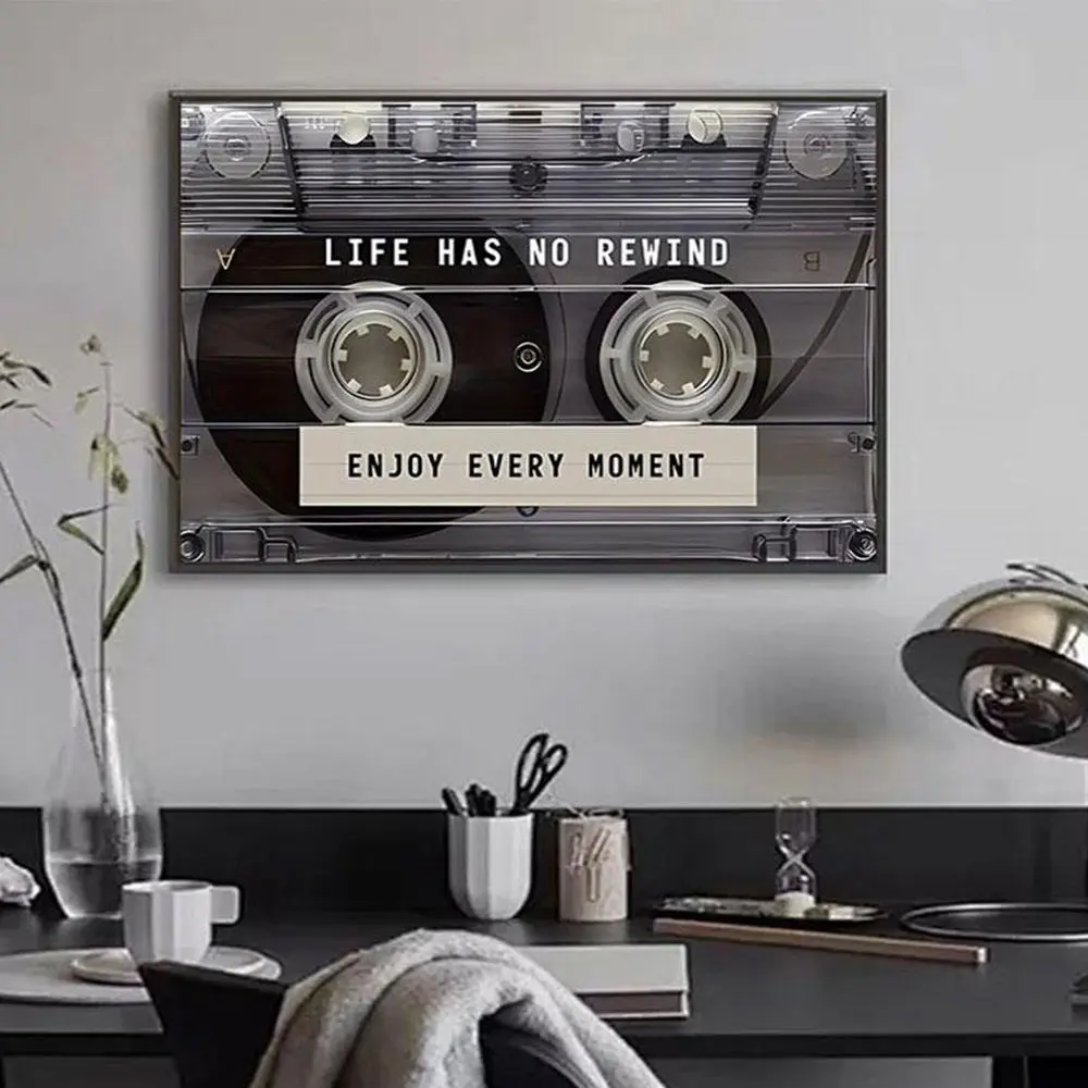 Unframe-Style Waterproof Cassette Tape Pattern Print Wall Art Box - 1-Piece Modern Artistic Painting, Home Decor Decoration, Funny Decor for Living Room, Kitchen (Home Supplies Posters & Prints)