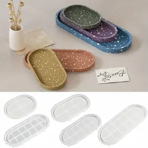 5 Piece Elliptical Tray Silicone Molds, Large DIY Craft Molds for Gypsum, Clay, Concrete, Resin, Modern Design, Perfect Gift