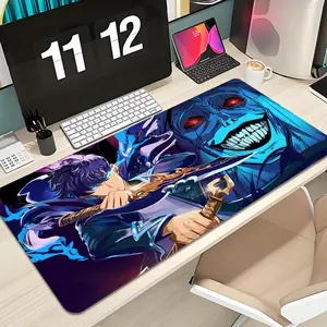 Solo Leveling Sung Jin-Woo Mouse Pad Design XXL 1000×500mm 900×400mm 800×400mm 600x300mm Large Gaming Mouse Pad - Extended, Thick, Non-Slip Rubber Base Desk Mat with Precision Stitched Edges - Washable Large Desk Pad Anime Mousepad