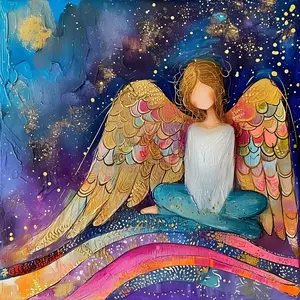 5D Full Drill Cosmic Angel with Rainbow Wings Diamond Painting Kit - Spiritual Serenity & Sparkle Art | DIY Gift for Angel Lover, Birthday & Home Decor | Perfect Wall Art for Living Rooms, Meditation Spaces & Spiritual Nooks
