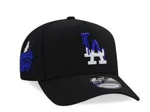 Los Angeles Dodgers New Era 9FORTY Snapback Baseball Cap – Dark Green Flat Brim Hat with White LA Logo & Anniversary Side Patch, MLB Streetwear Headwear