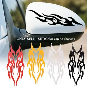 2PCS/SET "Multi-color Flame Style" Car Decorative Sticker for Car Body, Motorcycle Decoration, Notebook, etc., Make Your Items Show Racing Flame Dynamic Attitude Temperament, A Must for Car Decoration & Racing Enthusiasts, Cool Car Decoration, Car Decals