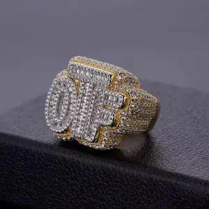 [ICE HUE] 18K Gold Vacuum Plated Copper OTFJ Ring with 5A+ Sri Lanka Zircon, Hip-Hop-Inspired (Miami, Italy, Mexico & Micro Influences), Women’s Luxury Costume Jewelry for Daily Wear, Gift Idea