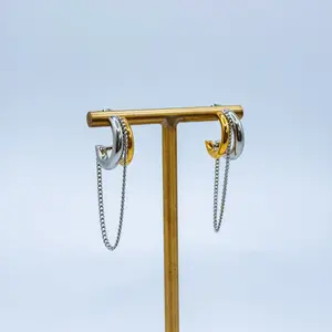 Gold and Silver Chain Hoop Earrings