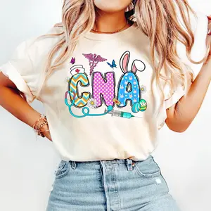 Easter CNA Shirt - Cute Bunny & Stethoscope T-Shirt for Certified Nursing Assistants - Spring Healthcare Tee