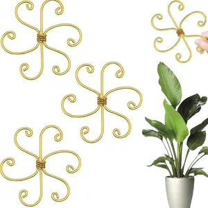 Plant stem support kit, 20256 new model reusable plastic climbing plant support frame, plant trellis, Garden Trellis, 4-piece set, upgraded indoor plant climbing support pole, for stem fixation (4 pieces, golden flower style)