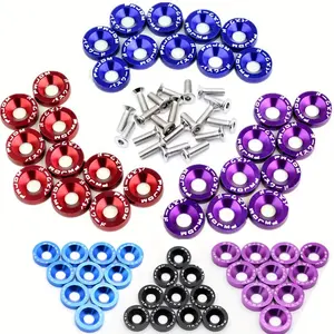 High-Quality M6 Anodized Aluminum Fender Washers & Bolts Kit - Fit for Cars & Motorcycles, Decorative Screws & Gaskets in Multiple Colors