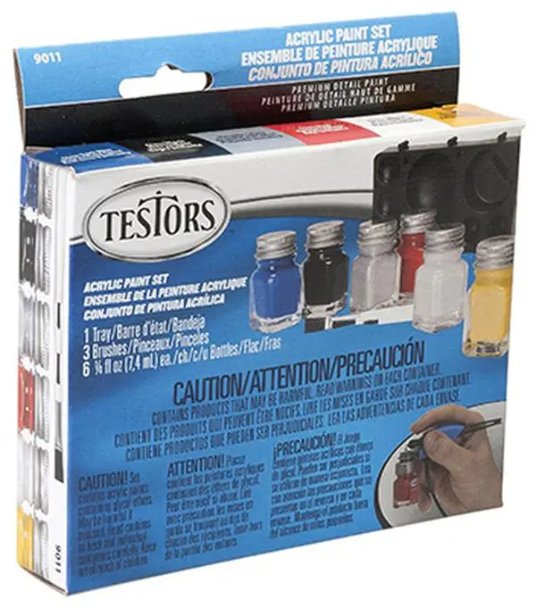 Testor 9011 Primary Acrylic Ink Refills & Kits - 6-Color Pre-Filled Set for Office Equipment, Painting, Crafts, Tray Use, Pre-Filled Ink Refills & Kits