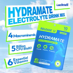 LUCKTELL Electrolyte Drink Mix Hydration Powder Packets - Dietary Supplement, Lemonade, Mg, Healthcare Fitness, 10 Sticks, Vitamin Vitamin