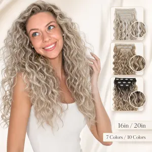 Curly Clip In Hair Extensions 4PCS 20 Inch Thick Fluffy Curly Synthetic Hair Extensions Natural Looking Hairpieces for Women