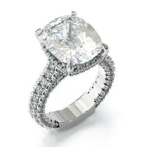 Jzora 5ct cushion cut sterling silver engagement ring，Promise ring for woman