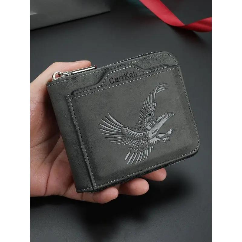 Men's Vintage Eagle Embossed Short Wallet, Business Multi Card Slot Wallet, Casual Trendy Wallet for Work & Daily Use, Business Style Wallet