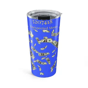 Unexpected Money Falling Cash Tumbler 20oz | Blue Money Rain Drinkware | Manifesting Cup | Grabovoi Code