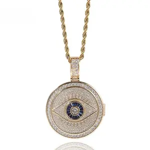 Hip Hop New Photo pendant necklace micro-inset zircon eyes DIY commemorative picture frame necklace Luxury Jewelry