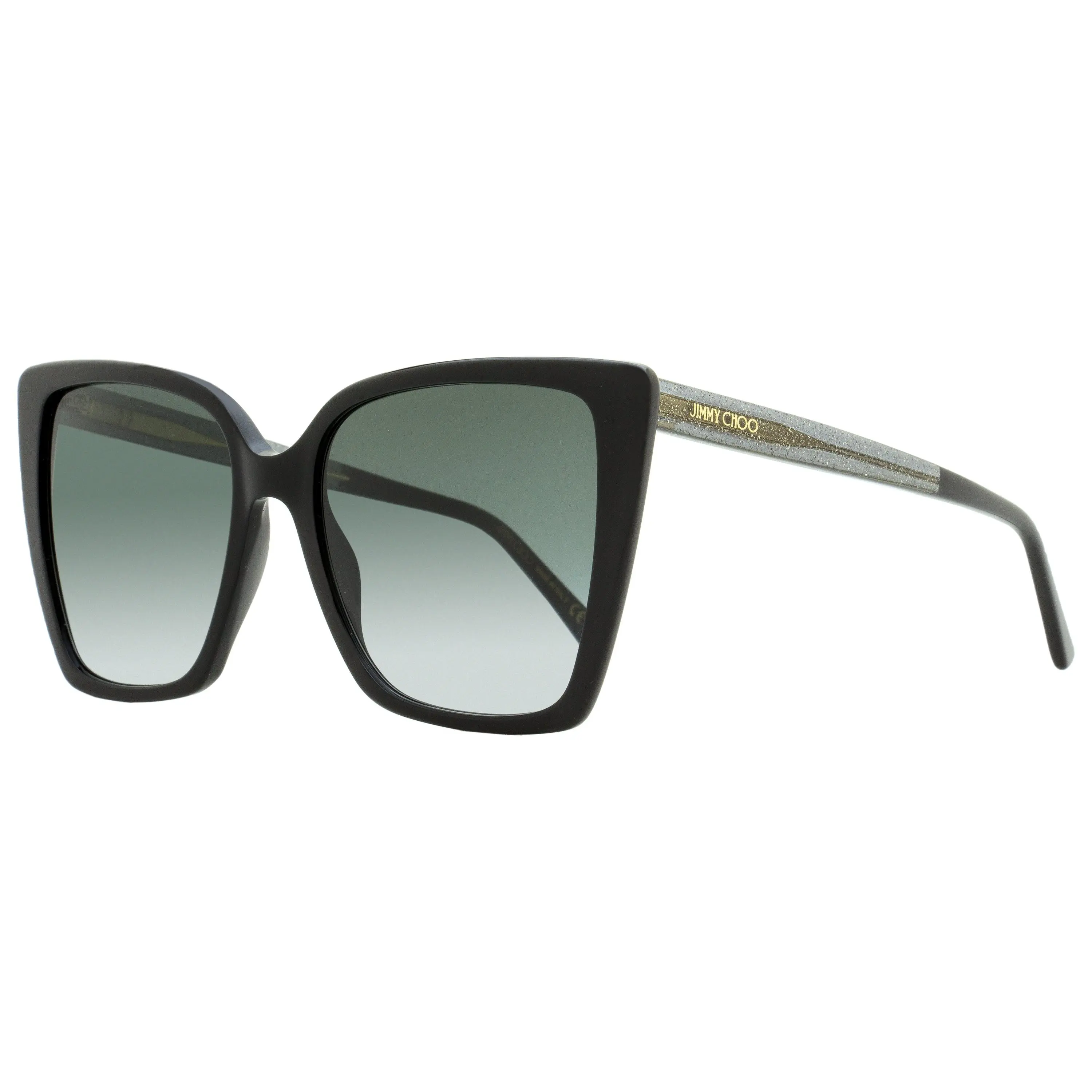 Isabel Marant Lessie 8079O Butterfly Sunglasses for Women, Black Acetate Frame with Sparkling Accents, 56mm UV Protection Lens, Female, Large Butterfly Shape, Statement Frame Glasses, Bold Look, Large Size