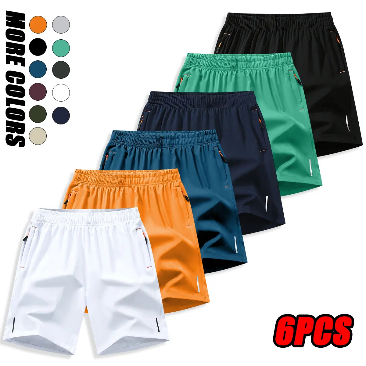 Men's 6-Pack Athletic Shorts, Lightweight Quick-Dry & Breathable Activewear with Drawstring Waist for Gym & Sports, Active, Quick-Dry Fabric, Dry Clean