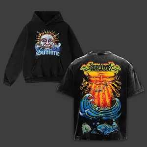 [Hoodie, Sweater, T-Shirt] Retro Punk-Style Sublime Band T-Shirt Featuring Skull and Sun Design Made from Soft Breathable Fabric for Comfortable Wear Ideal for Concerts Street Style or Showcasing Your Personality in the Urban Jungle Unisex T-Shirt