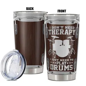 20oz Tumbler, 1 Count Drummer Themed Insulated Tumbler with Lid & Straw, Drinking Cup for Home Office Use, Gift for Drummer, Drinkware