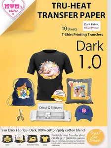 Tru-Iron on Heat Transfer Paper for Dark Fabric (20 Sheets, 8.5x11") T Shirt Transfers Paper for Inkjet Printer Printable Heat Transfer Vinyl for T-Shirts (TOD-7)