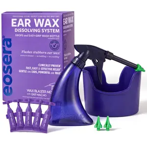 eosera WAX BLASTER MD - Ear Wax Cleaning System, Complete Kit with Ear Wax Dissolving Drops, 5-ct Comfort Gentle
