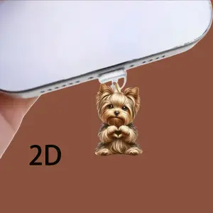 Cute Acrylic Dog Phone Dust Plug Charm, Cell Phone Charm, Compatible with iPhone Type-C Android Connectors, Keep Charging Port Clean and Dust-Free