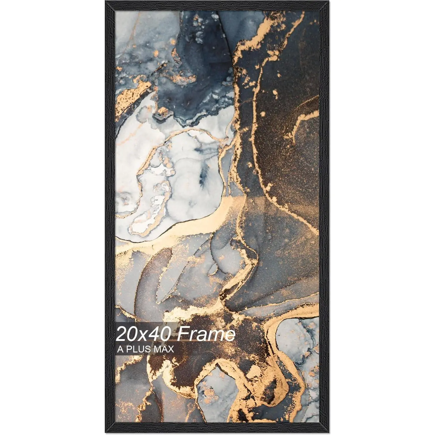 Fxojyvo 20x40 Picture Frame Black Engineered Wood Wall Hanging | Light Weight 20 x 40 Inch Black Wood-grain Frame for 20by40 Photo Poster Horizontally/Vertically(1 Pack|Black|20x40)