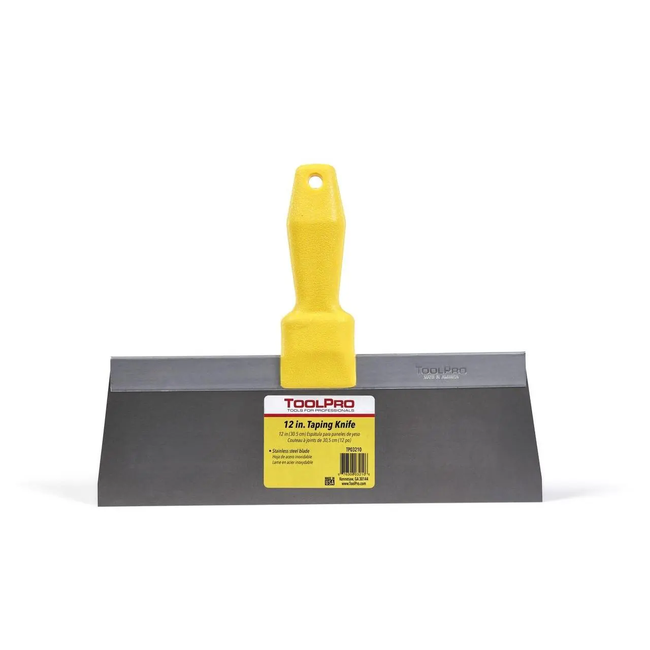 ToolPro 12 in. Stainless Steel Drywall Putty Taping Knife with Tapered Blade, Molded Handle for Easier Corner Working