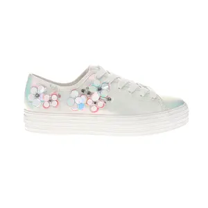Keds Womens Triple Kick Canvas Floral Embellished Celebrations Lace Up Sneakers Shoes Casual - White