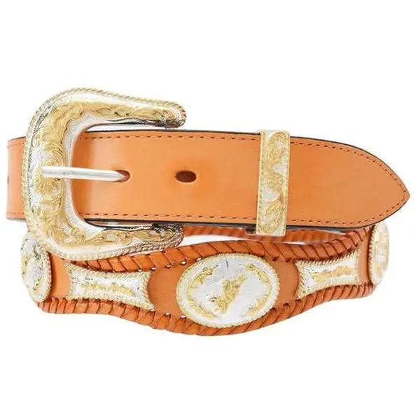 Cinto Vaquero Fino Color Mantequilla con Hebilla de Metal Grabada – Estilo Charro Elegante