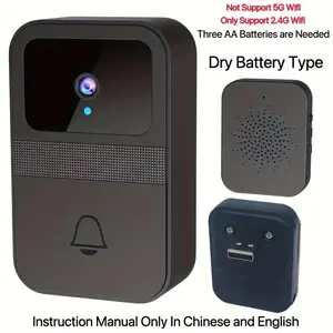 Apartment Doorbell Camera with Voice Changer, Renter-Friendly Wireless Security Doorbell & Chime Set, Free Cloud Storage, Anti-Theft 2-Way Talk, AA Battery Powered, 2.4G WiFi Only