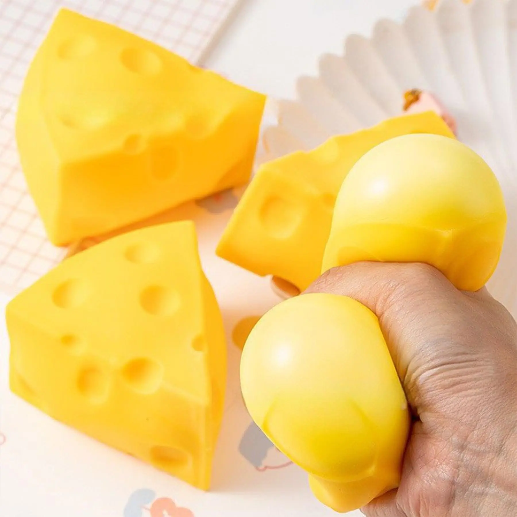 Cheese Squishy Toys Squeeze Cheese Stress Ball Squishy Cheese Fidgets Cheesecake Toys Sensory Squishy Miniatures Novelty Toy