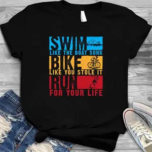 Cool Triathlon For Men Women Boat Swim Bike Run Triathlete T-Shirt_1