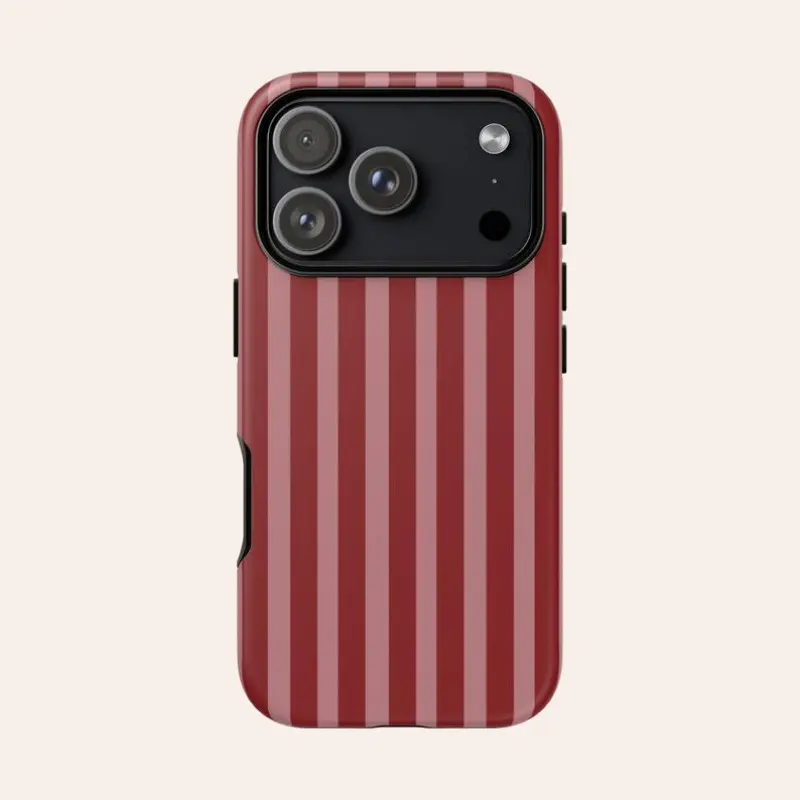 This sturdy 2-in-1 phone case features burgundy and pink stripes, offering durability, shock absorption, and a stylish design. Compatible with iPhone 17, 16, 15, 14, 13, 12, 11 Pro Max Pro Plus, and Samsung Galaxy S25, S24, S23 Ultra