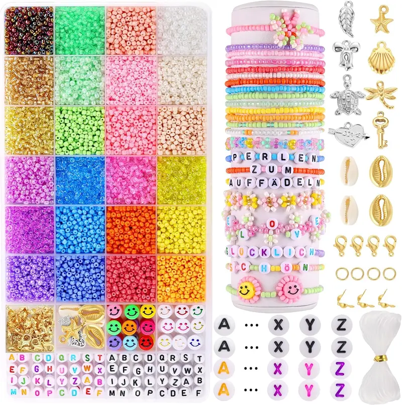 Lot De 7500 Perles En Plastique Facettées Multicolores - Perles Pour Bijoux, Bracelets, Artisanat