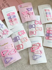 Cute candy colored small star hair clip set with dripping oil, four piece set for girls' hair clips, seasonal fashion accessories, perfect gift creativity Hairpins