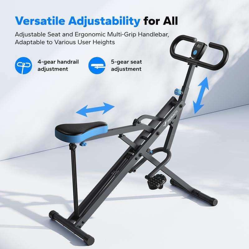 Merach Squat Machine Glutes Workout Adjustable Resistance Foldable Exercise Equipment Leg Exercise Machine with 350lbs Weight Capacity, Rowing Machine