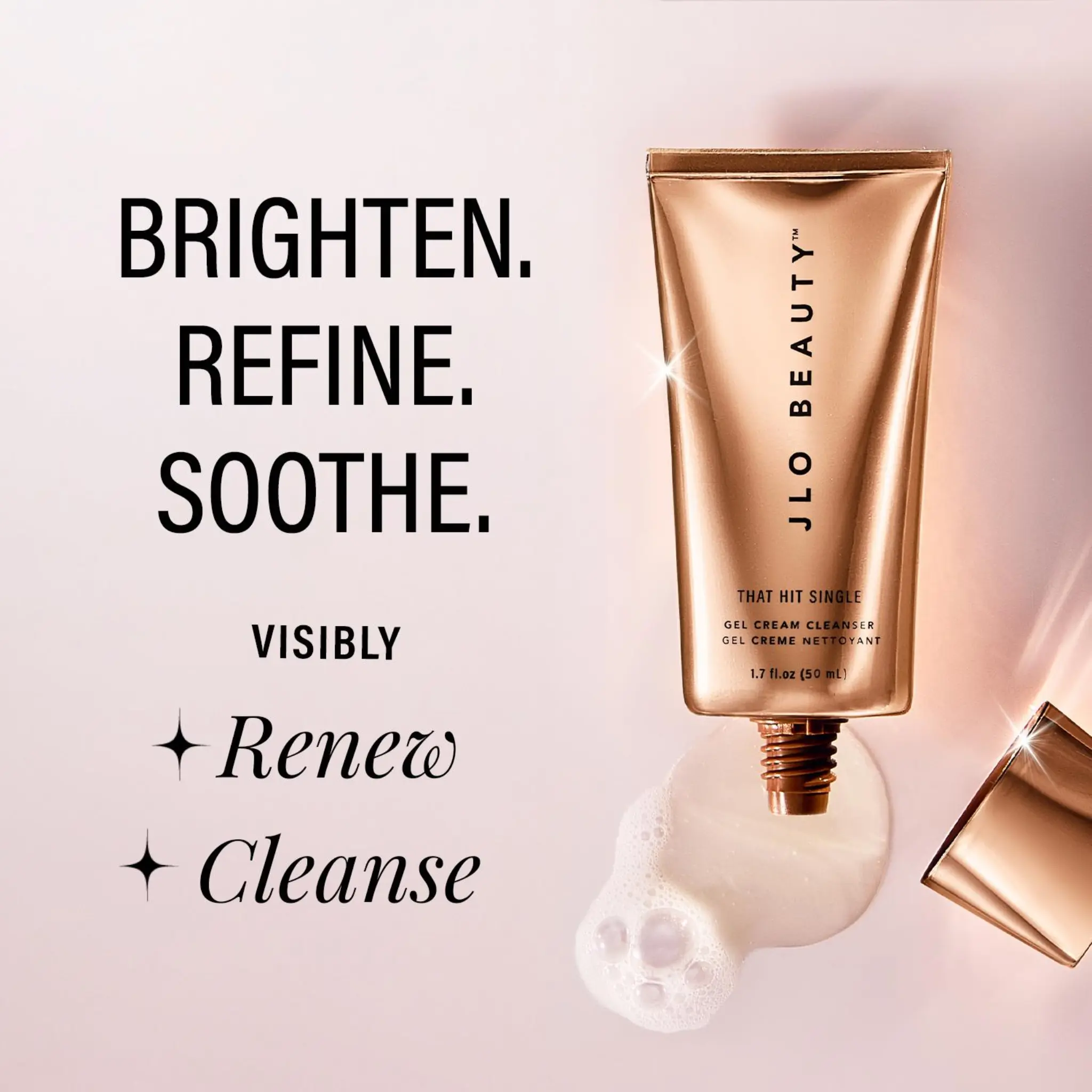 JLO BEAUTY That Hit Single Gel Cream Cleanser, Nourishing Face Wash with Olive & Salicylic Acid for Soft Skin & Even Skin Tone, Sulfate-Free & Scented, Nourishing Cleanser, Morning Routine, Adults, Fresh And Clean, Clogged Pores Solution, Moisturizing, Na