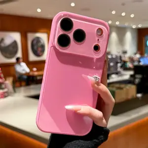 Luxury Crystal Texture Mobile Phone Case with Camera Lens Protector, Skin-Feel Solid Color Cover, Slim Shockproof PC Phone Case for iPhone 17/16/15/14/13 Pro Max Series