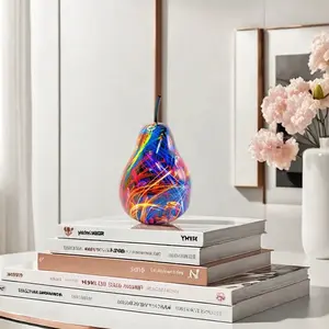 Colorful Resin Pear Statue, Artistic Fruit Decor, Living Room Entryway Wine Cabinet Table Decoration, Modern Luxury Home Soft Furnishing Gift