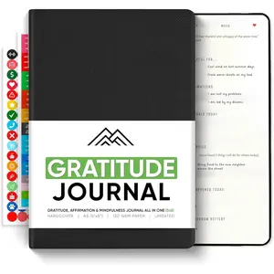 Gratitude & Self-Care Journal - Guided Mindfulness & Mental  Journal -in- with Prompts for Self Discovery - Daily Journal for Men & Women (A5, Black) -
