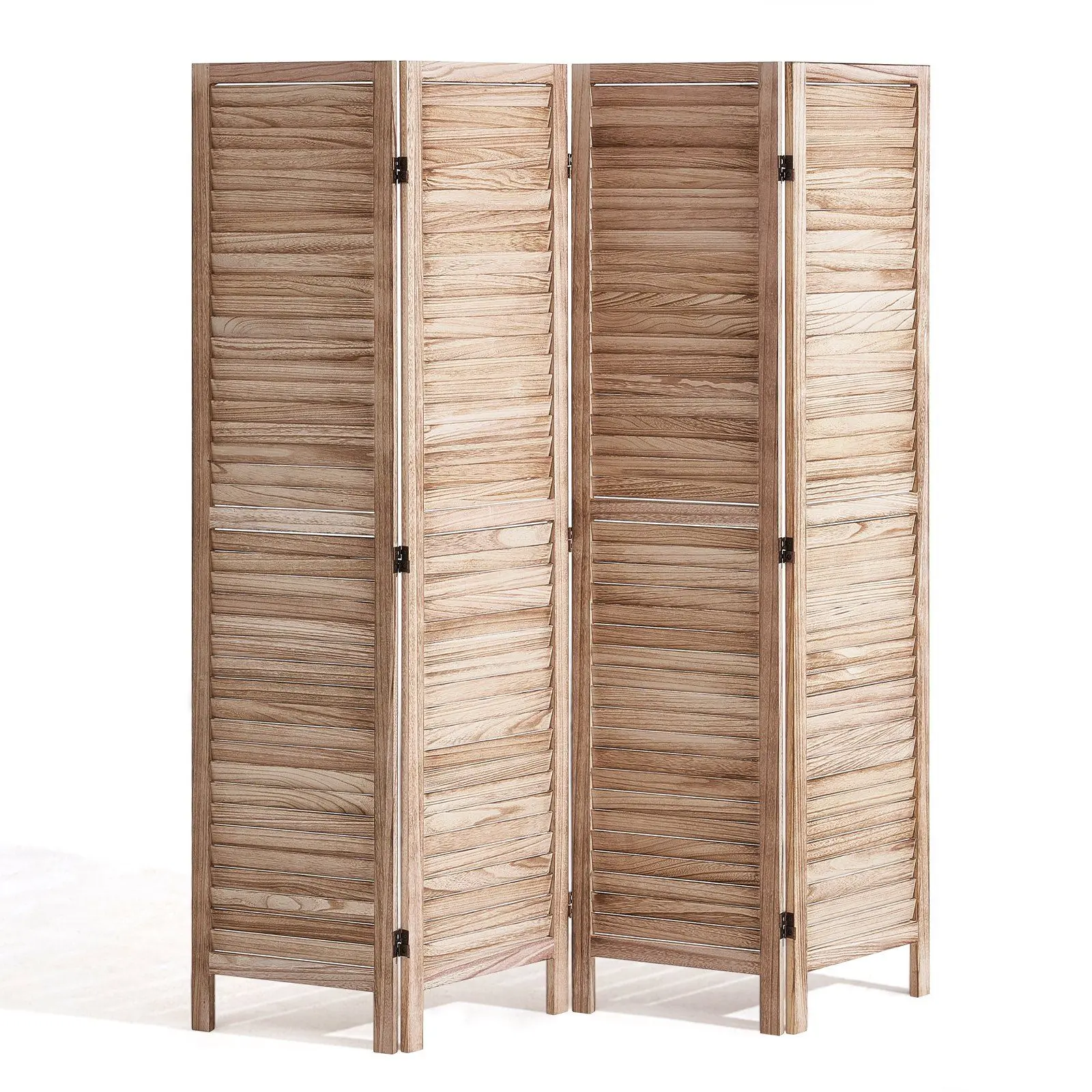 VEVOR Foldable Wood Room Divider, 4-Panel Louvered Wooden Partition, 66.9 in Tall Portable Privacy Screen, Indoor Decor for Home, Office Use (Tools & Hardware Category)
