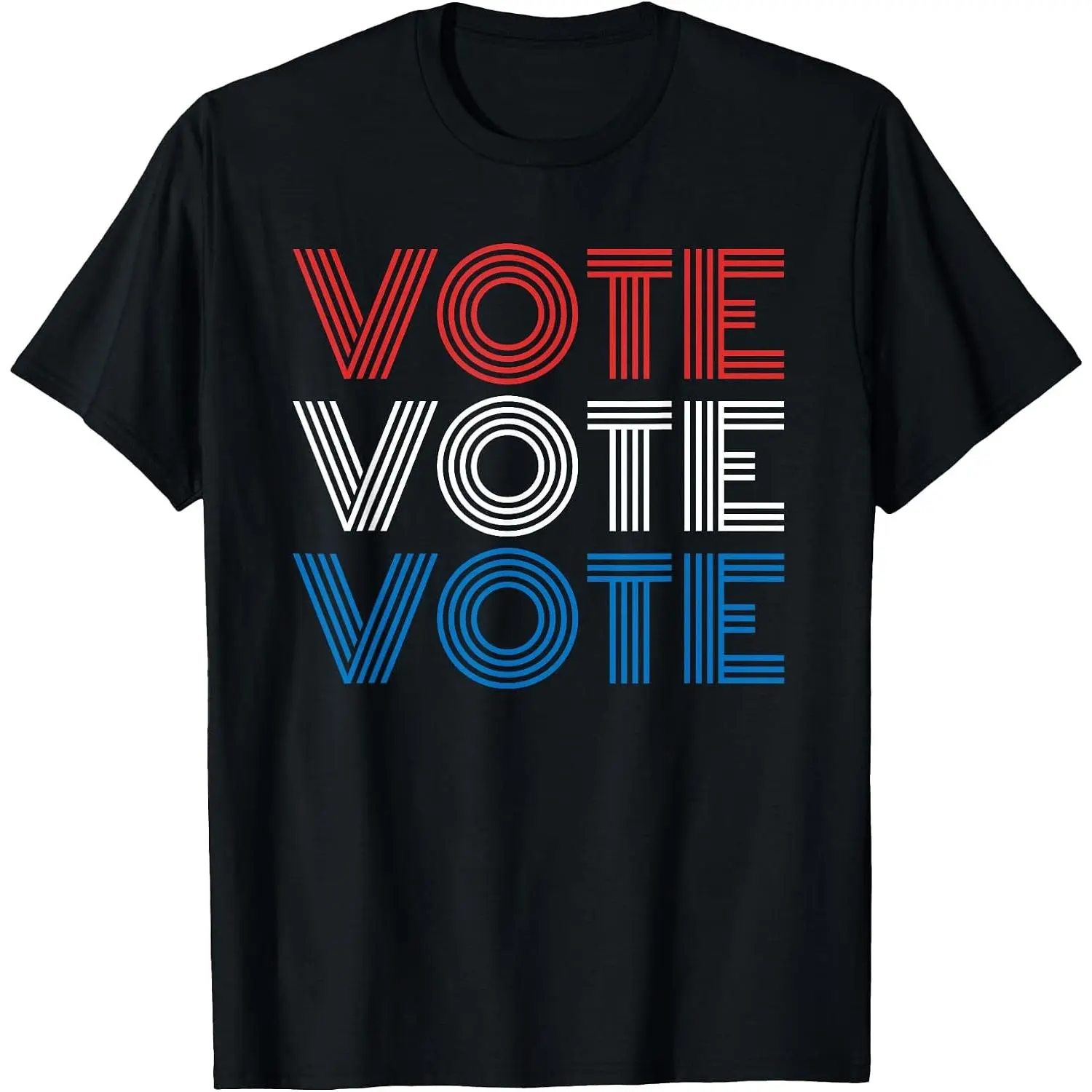 Retro Election Blue  White Vote T-Shirt Womens Cotton Short Sleeve Summer Casual Graphic Crew Neck Tee Black